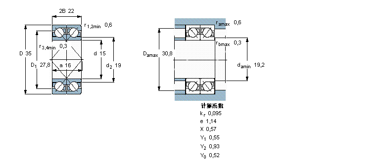 SKF 角接觸球軸承, 單列，用于配對(duì)安裝, 面對(duì)面配對(duì)2×7202BECBP樣本圖片