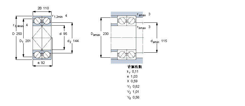 SKF 角接觸球軸承, 單列，用于配對(duì)安裝, 面對(duì)面配對(duì)2×7419CBM樣本圖片