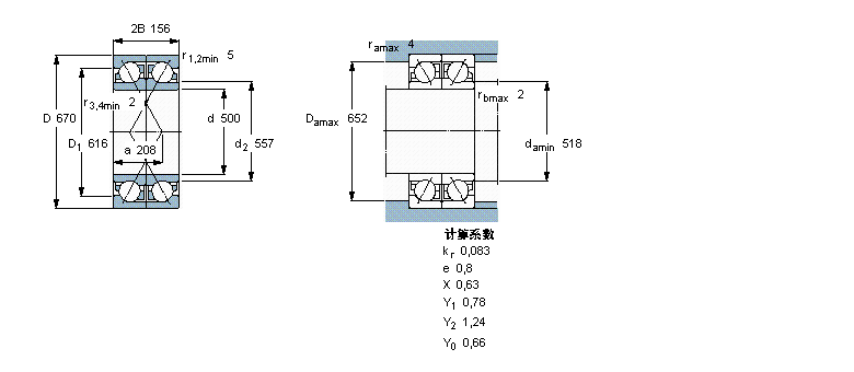 SKF 角接觸球軸承, 單列，用于配對(duì)安裝, 面對(duì)面配對(duì)2×719/500AGMB樣本圖片