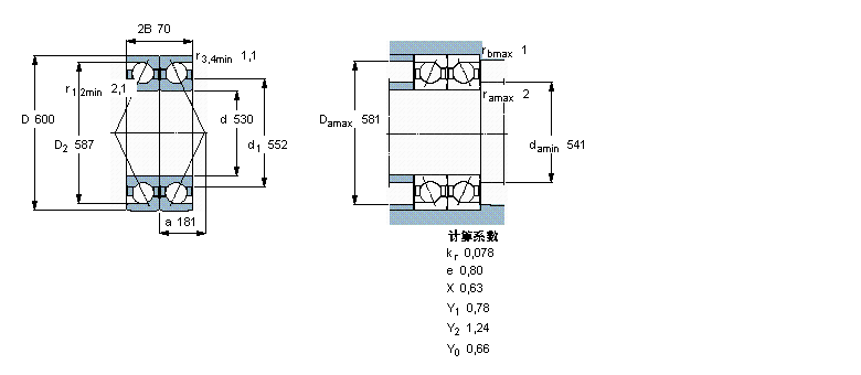SKF 角接觸球軸承, 單列，用于配對(duì)安裝, 背對(duì)背配對(duì)BA2B309492樣本圖片