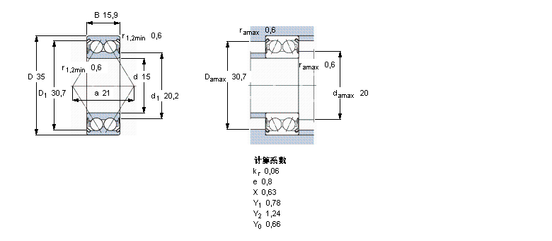 SKF 角接觸球軸承, 雙列, 兩面防塵罩3202A-2ZTN9/MT33樣本圖片