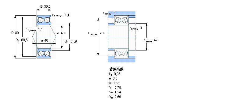 SKF 角接觸球軸承, 雙列, 無(wú)密封件5208A樣本圖片