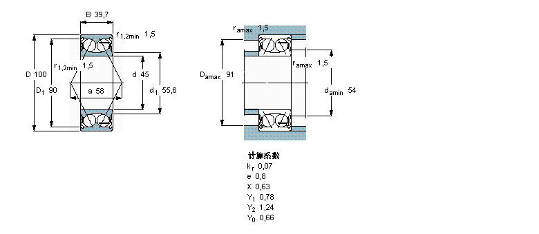 SKF 角接觸球軸承, 雙列, 兩面防塵罩3309A-2Z/MT33樣本圖片