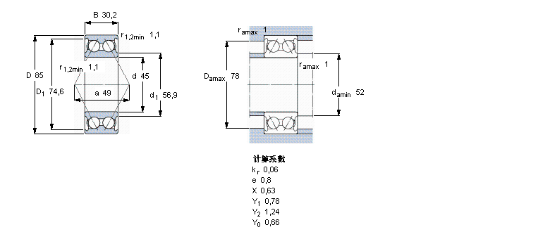 SKF 角接觸球軸承, 雙列, 無密封件5209A樣本圖片