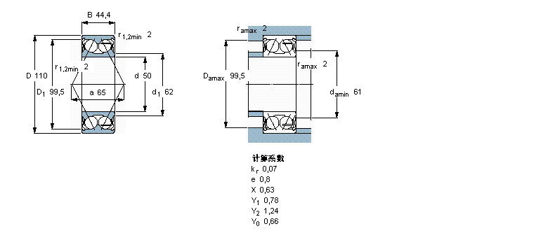 SKF 角接觸球軸承, 雙列, 兩面防塵罩3310A-2Z/MT33樣本圖片