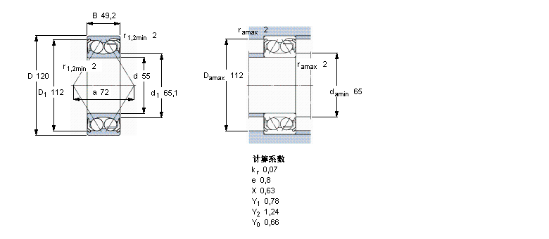 SKF 角接觸球軸承, 雙列, 兩面防塵罩5311E-2Z樣本圖片