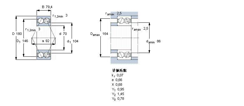 SKF 角接觸球軸承, 雙列, 無密封件5414A樣本圖片
