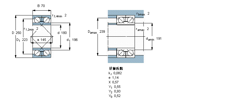 SKF 角接觸球軸承, 雙列, 無密封件, 兩部份外圈305455B樣本圖片