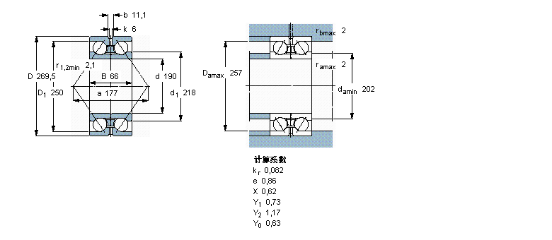 SKF 角接觸球軸承, 雙列, 無(wú)密封件, 兩部份內(nèi)圈305338DA樣本圖片