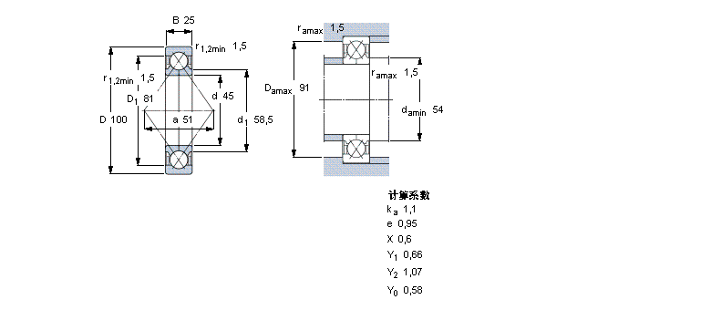 SKF 角接觸球軸承, 四點接觸球軸承QJ309MA樣本圖片