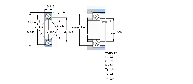SKF 角接觸球軸承, 四點接觸球軸承QJ1268MA/344524樣本圖片