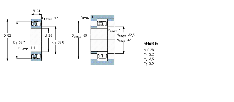 SKF 自調(diào)心球軸承, 圓柱孔和圓錐孔, 圓柱型內(nèi)孔, 兩面密封件2305E-2RS1TN9樣本圖片