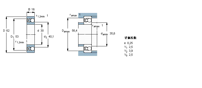 SKF 自調(diào)心球軸承, 圓柱孔和圓錐孔, 圓柱型內(nèi)孔, 無密封件1206ETN9樣本圖片