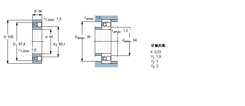 SKF 自調(diào)心球軸承, 圓柱孔和圓錐孔, 圓柱型內(nèi)孔, 無(wú)密封件2309ETN9樣本圖片