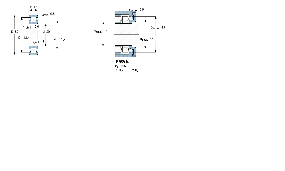 SKF 圓柱滾子軸承, 單列, NUP 設(shè)計(jì)NUP304ECP樣本圖片