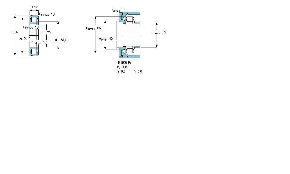 SKF 圓柱滾子軸承, 單列, NUP 設(shè)計(jì), 于外圈的帶止動(dòng)槽NUP305ECNP樣本圖片