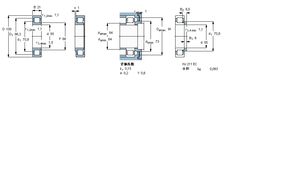 SKF 圓柱滾子軸承, 單列, NJ 設(shè)計NJ211ECP樣本圖片