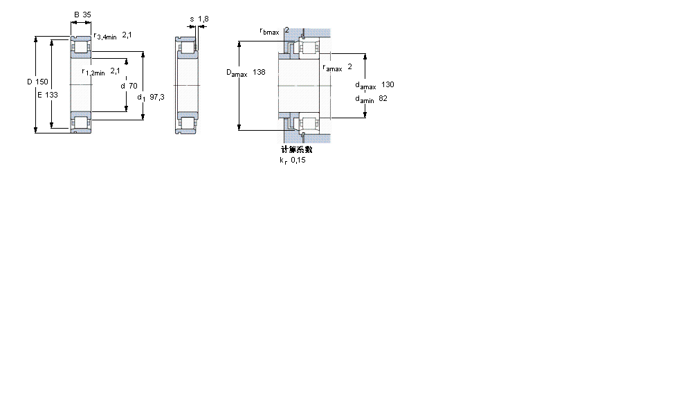 SKF 圓柱滾子軸承, 單列, N 設(shè)計, 于外圈的帶止動槽N314ECNJ樣本圖片
