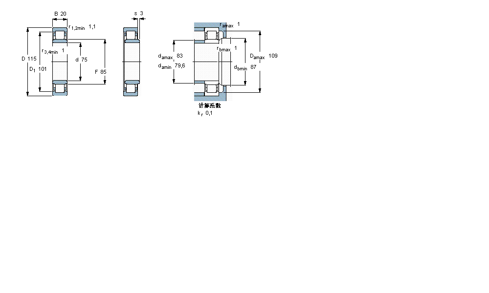 SKF 圓柱滾子軸承, 單列, NU 設(shè)計(jì)NU1015ML樣本圖片