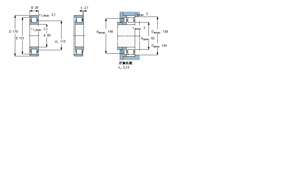 SKF 圓柱滾子軸承, 單列, N 設(shè)計N316ECP樣本圖片