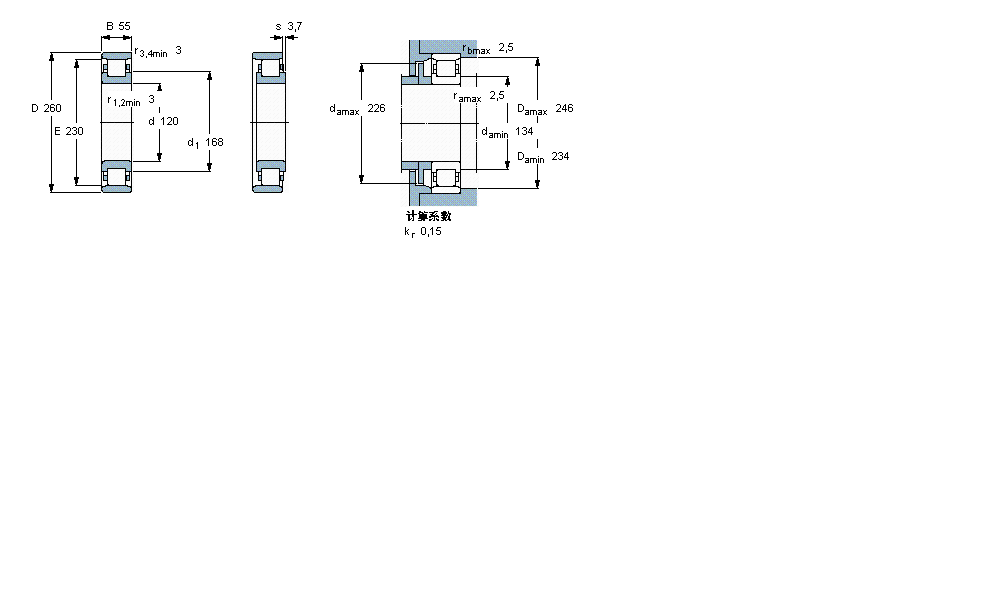 SKF 圓柱滾子軸承, 單列, N 設(shè)計N324ECM樣本圖片