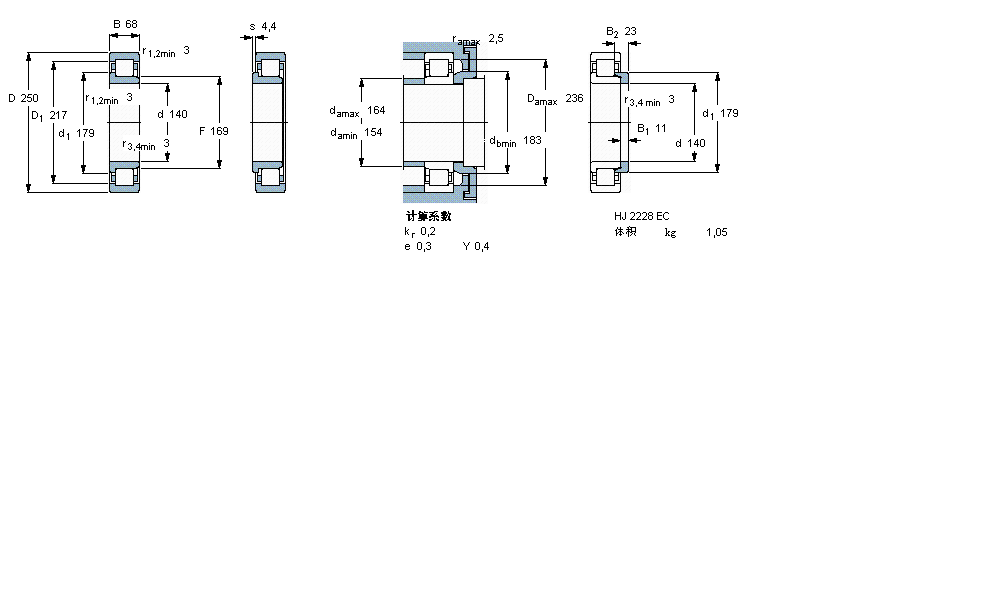 SKF 圓柱滾子軸承, 單列, NJ 設計NJ2228ECML樣本圖片