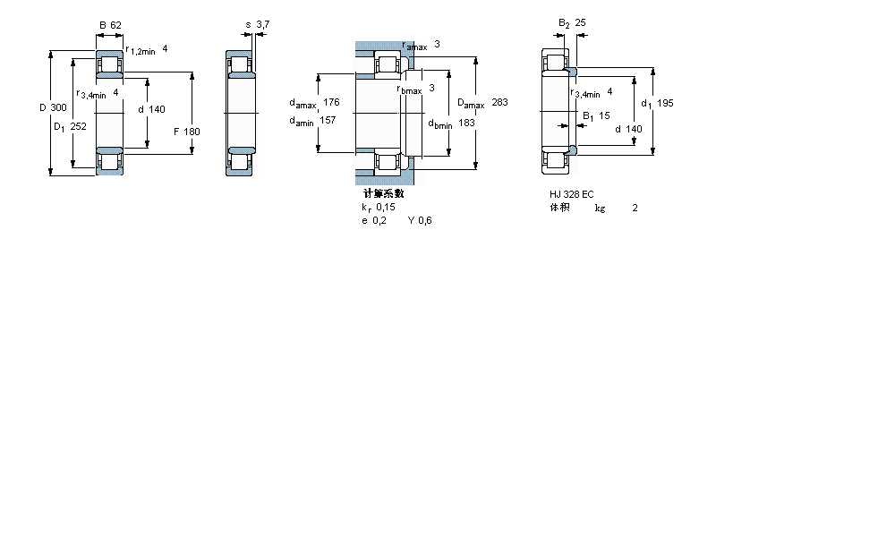 SKF 圓柱滾子軸承, 單列, NU 設(shè)計(jì)NU328ECJ樣本圖片