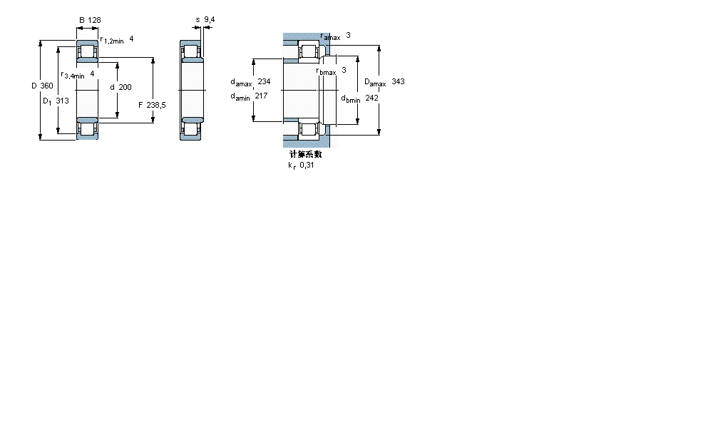 SKF 圓柱滾子軸承, 單列, NU 設(shè)計(jì)NU3240ECM樣本圖片