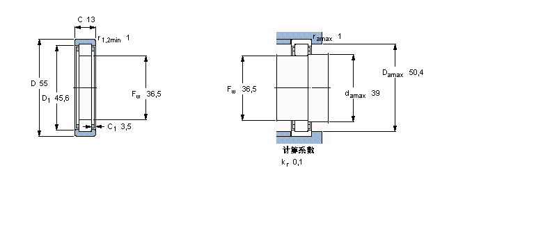 SKF 圓柱滾子軸承, 單列, 無內圈RNU1006樣本圖片