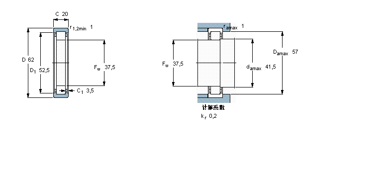 SKF 圓柱滾子軸承, 單列, 無內(nèi)圈RNU2206ECP樣本圖片