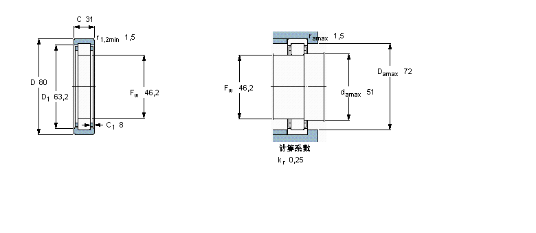 SKF 圓柱滾子軸承, 單列, 無(wú)內(nèi)圈RNU2307樣本圖片