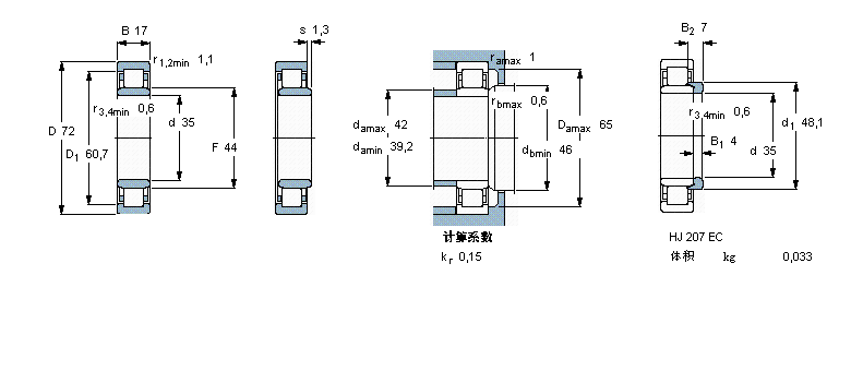 SKF 圓柱滾子軸承, 單列, 含Solid Oil, NU 設(shè)計(jì)NU207ECP/W64樣本圖片