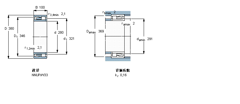 SKF 圓柱滾子軸承, 雙列, NNUP, 雙向軸向負(fù)荷的支撐NNUP4956B/W33樣本圖片