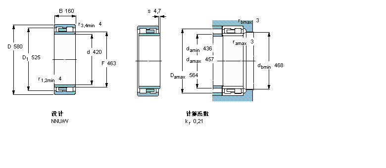 SKF 圓柱滾子軸承, 雙列, NNU313555A樣本圖片