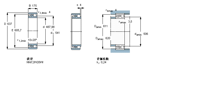 SKF 圓柱滾子軸承, 雙列, NNBC2B326196/HA1樣本圖片