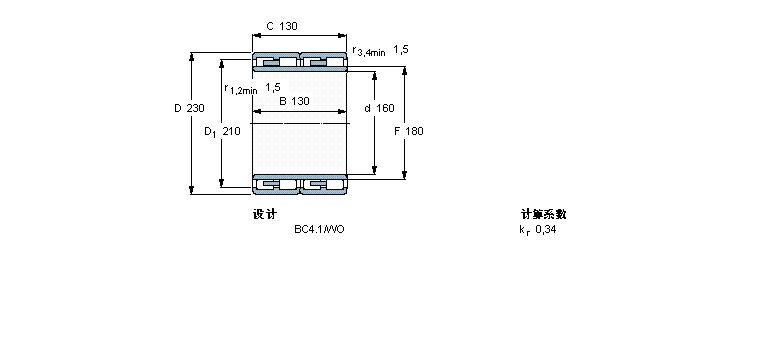 SKF 圓柱滾子軸承, 四列, BC4.1314190樣本圖片