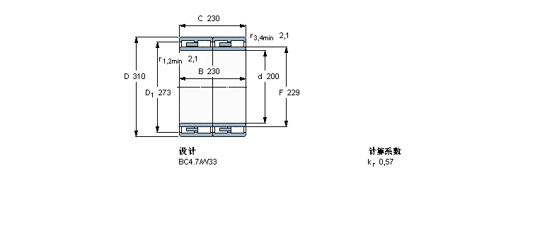 SKF 圓柱滾子軸承, 四列, BC4.7313639A/VJ202樣本圖片