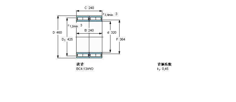 SKF 圓柱滾子軸承, 四列, BC4.13BC4B322216B/HA3VJ212樣本圖片