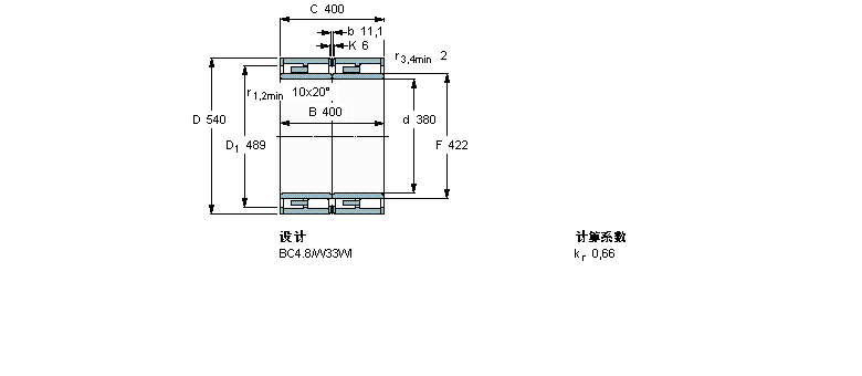 SKF 圓柱滾子軸承, 四列, BC4.8BC4B313511B樣本圖片