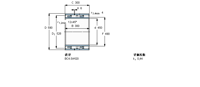 SKF 圓柱滾子軸承, 四列, BC4.5315811E樣本圖片