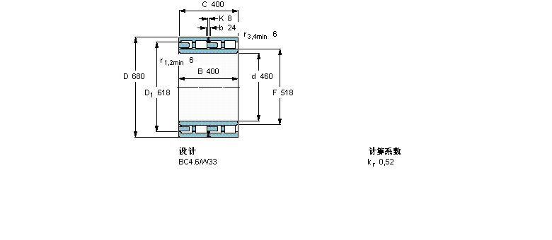 SKF 圓柱滾子軸承, 四列, BC4.6BC4B322374樣本圖片