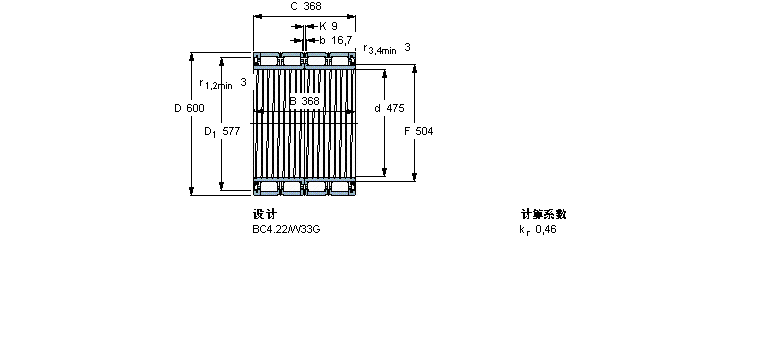 SKF 圓柱滾子軸承, 四列, BC4.22, 軸承孔中的螺旋槽, 兩面密封件BC4-8004/HA1VA907樣本圖片