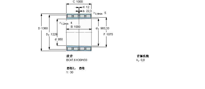SKF 圓柱滾子軸承, 四列, BC4T.6, 圓錐型內(nèi)孔314520CK30樣本圖片