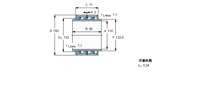 SKF 圓柱滾子軸承, 六列315754樣本圖片