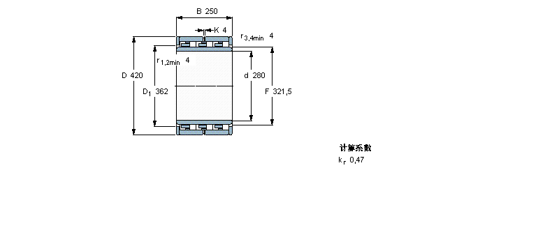 SKF 圓柱滾子軸承, 六列NNU6056M樣本圖片