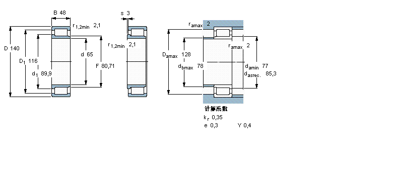 SKF 圓柱滾子軸承, 單列滿裝滾子, NJG 設計NJG2313VH樣本圖片