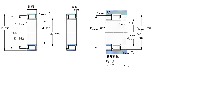 SKF 圓柱滾子軸承, 單列滿裝滾子, NCF 設(shè)計(jì)NCF18/530V樣本圖片