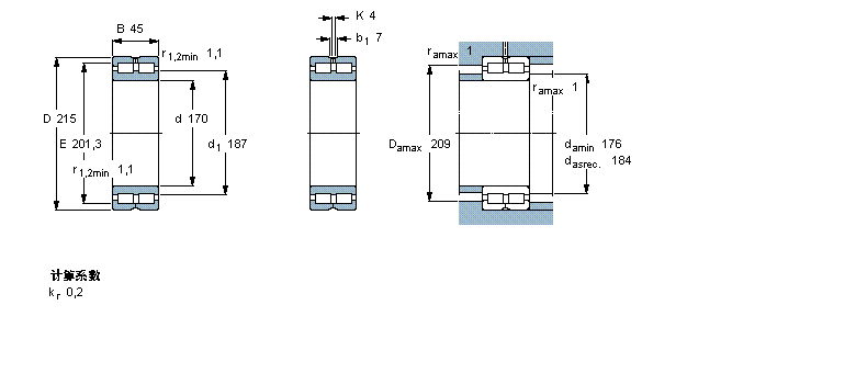 SKF 圓柱滾子軸承, 雙列滿裝滾子, 無密封件, 雙方向軸向負(fù)荷的擋邊NNC4834CV樣本圖片