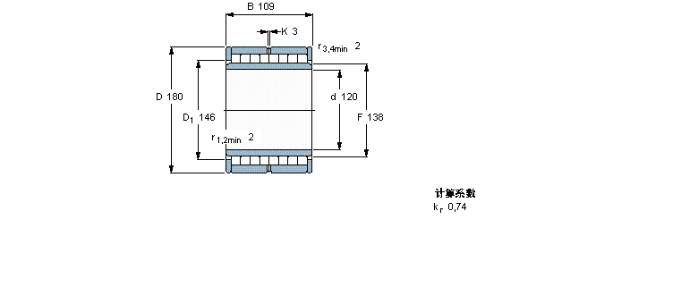 SKF 圓柱滾子軸承, 多列滿裝滾子NNU6024V樣本圖片