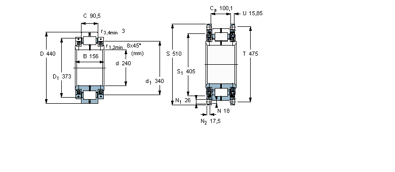 SKF 圓柱滾子軸承, 剖分式單列319307B樣本圖片